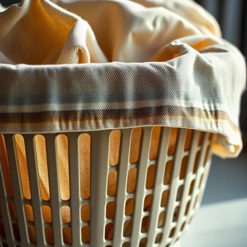 gros plan sur panier à linge plastique